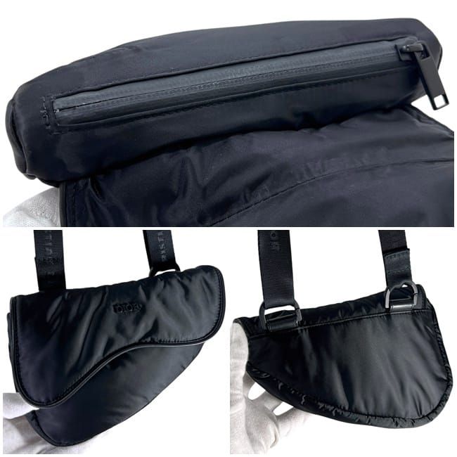 Dior Shoulder Bag Black Saddle Nylon — view 5