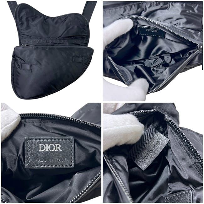 Dior Shoulder Bag Black Saddle Nylon — view 3