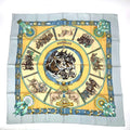 Hermes Carre 90 Chevaux de Trait Taima Silk Scarf Blue