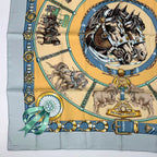 Hermes Carre 90 Chevaux de Trait Taima Silk Scarf Blue — view 4