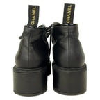 Chanel Short Boots 36 C Black CC Logo Pearl Leather Lambskin — view 3