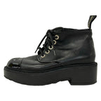 Chanel Short Boots 36 C Black CC Logo Pearl Leather Lambskin