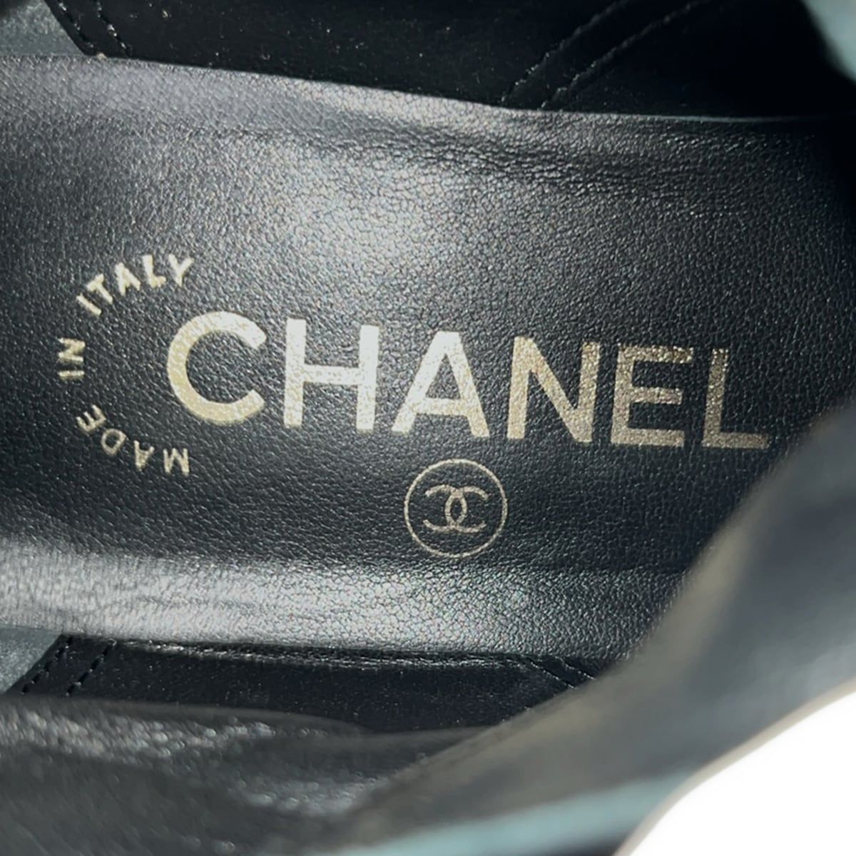 Chanel Short Boots 36 C Black CC Logo Pearl Leather Lambskin — view 5