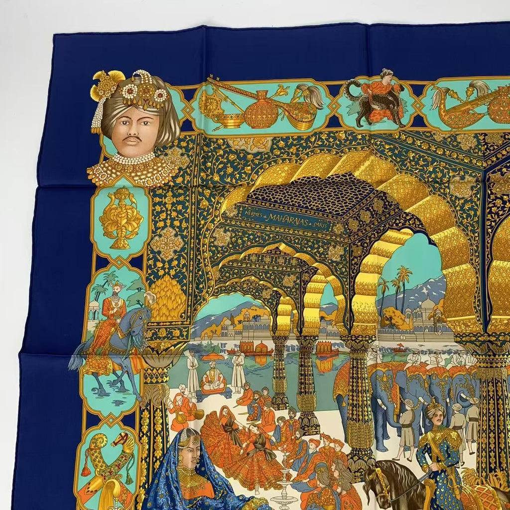 Hermes Scarf Carre 90 Maharaja Silk Navy — view 2