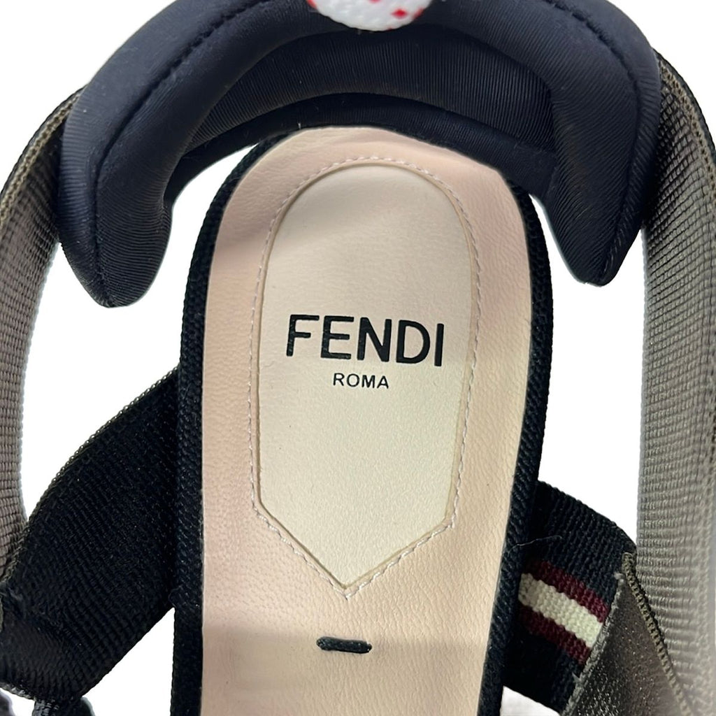 Fendi Sandals 35 Black Beige Multi Mesh — view 5