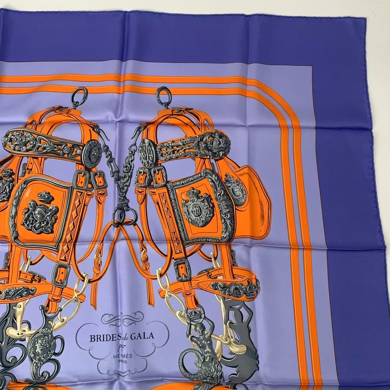 Hermes Carre 90 Silk Scarf Brides de Gala Blue — view 3