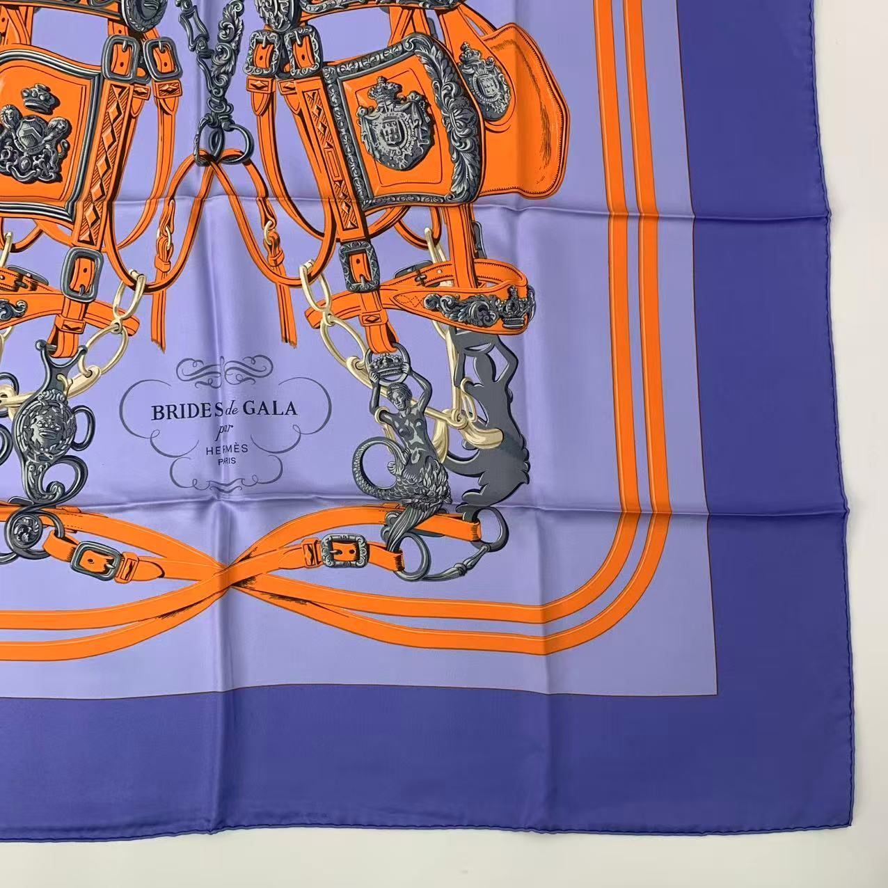 Hermes Carre 90 Silk Scarf Brides de Gala Blue — view 5