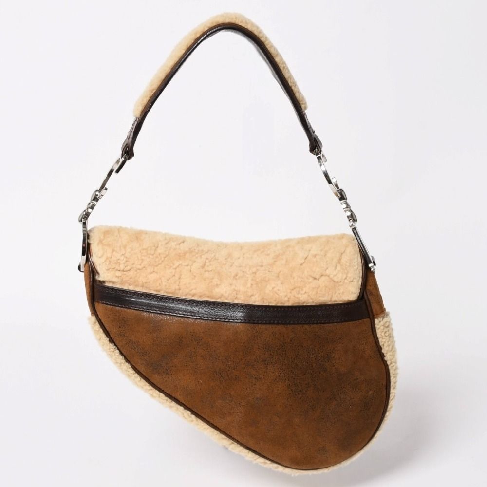 Dior Saddle Bag Galliano Era Lamb Shearling Leather — view 2