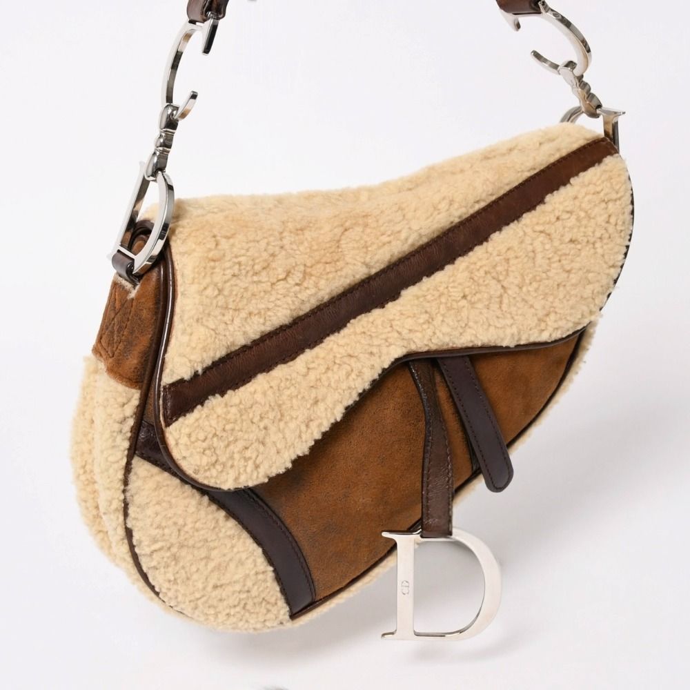 Dior Saddle Bag Galliano Era Lamb Shearling Leather — view 3