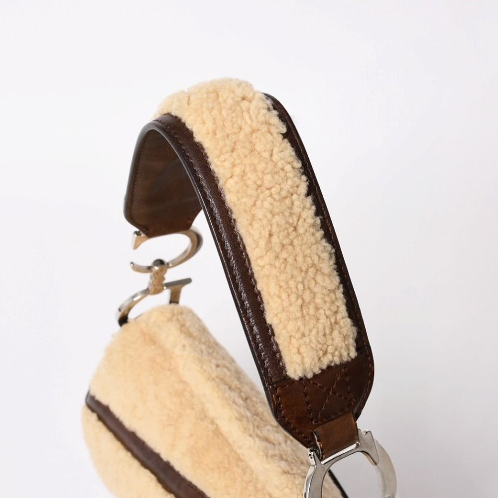Dior Saddle Bag Galliano Era Lamb Shearling Leather — view 5