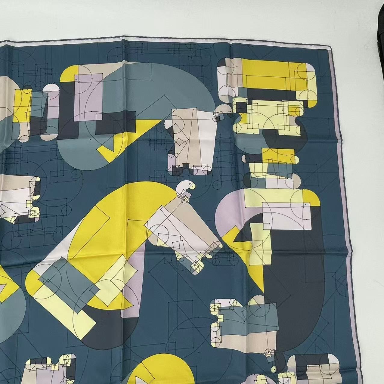 Hermes Carre 90 Echec AU Roi Checkmate Scarf Silk Blue — view 3