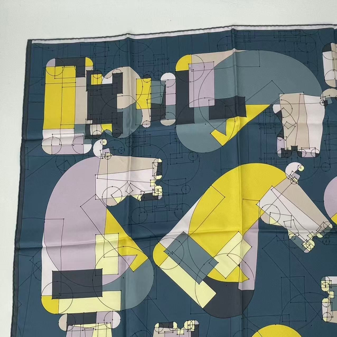 Hermes Carre 90 Echec AU Roi Checkmate Scarf Silk Blue — view 2