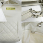 Chanel Grand Shopping Tote GST White Caviar Leather Silver Shoulder Bag CC Logo — view 6
