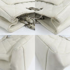 Chanel Grand Shopping Tote GST White Caviar Leather Silver Shoulder Bag CC Logo — view 9