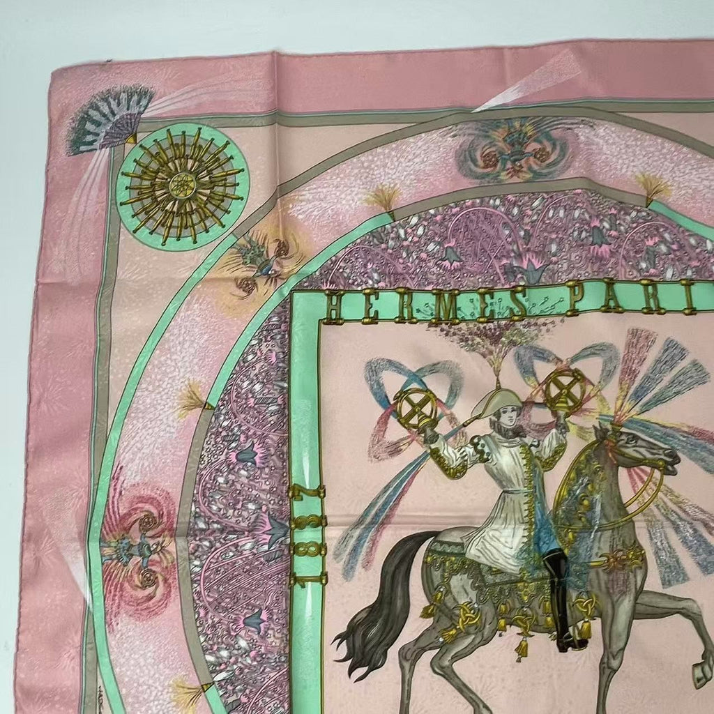 Hermes Carre 90 Silk Scarf Feux Dartifice Flame of Skill Pink — view 2