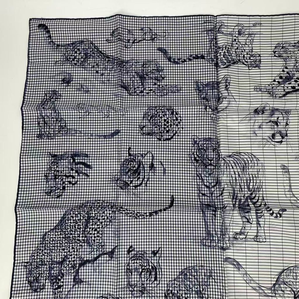 Hermes Carre 90 Silk Scarf Dans L Atelier de Robert's Blue — view 2
