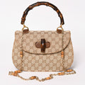 Gucci Bamboo Vintage Shoulder Bag GG Canvas Brown Beige Turnlock