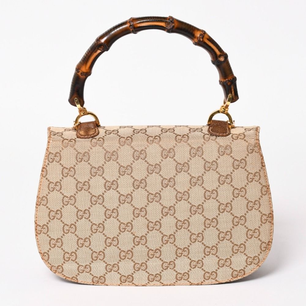 Gucci Bamboo Vintage Shoulder Bag GG Canvas Brown Beige Turnlock — view 2