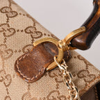 Gucci Bamboo Vintage Shoulder Bag GG Canvas Brown Beige Turnlock — view 6