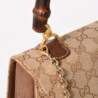 Gucci Bamboo Vintage Shoulder Bag GG Canvas Brown Beige Turnlock — view 5