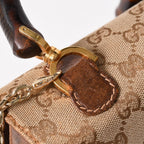 Gucci Bamboo Vintage Shoulder Bag GG Canvas Brown Beige Turnlock — view 7