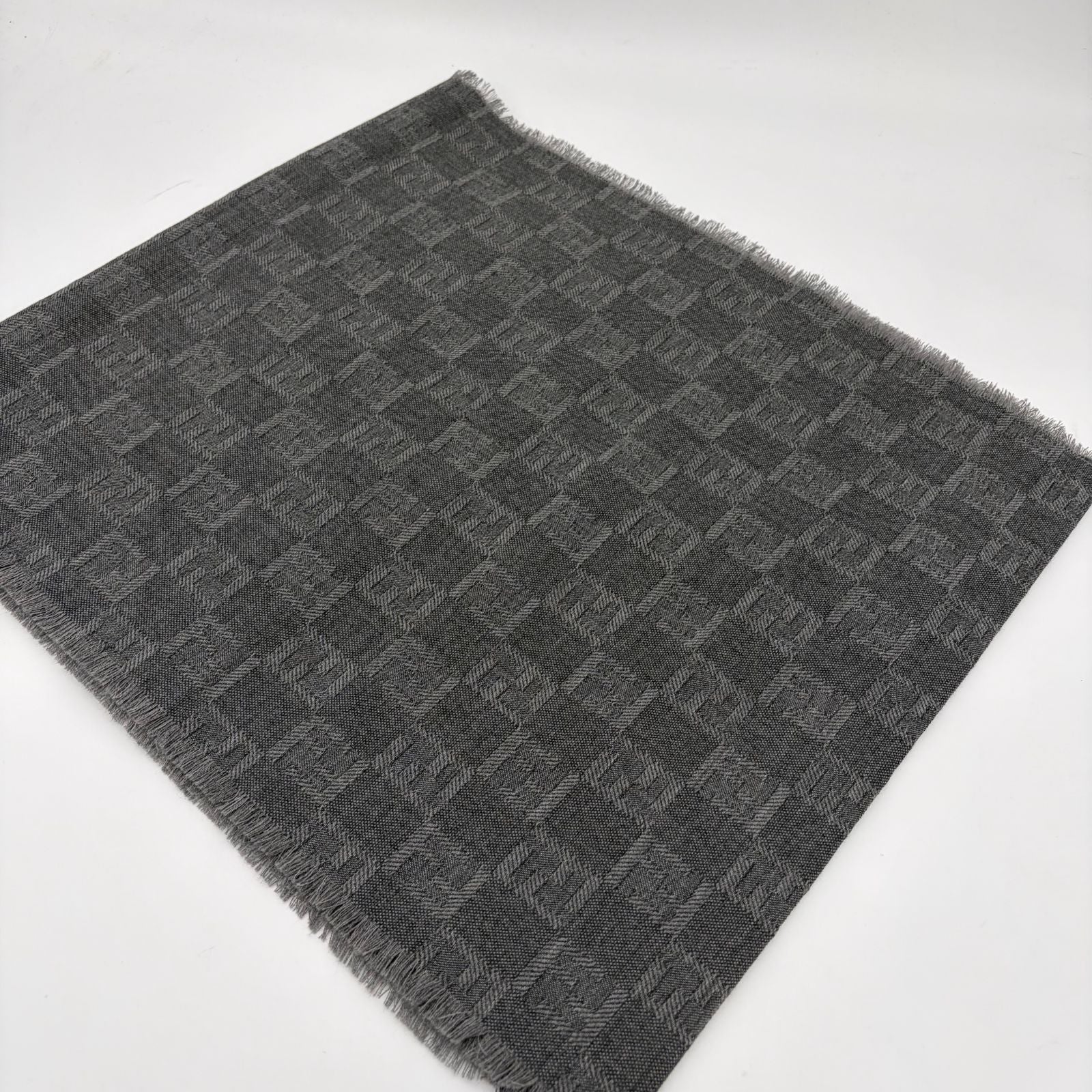 Fendi Shawl Gray Wool Zucca Pattern Scarf — view 2