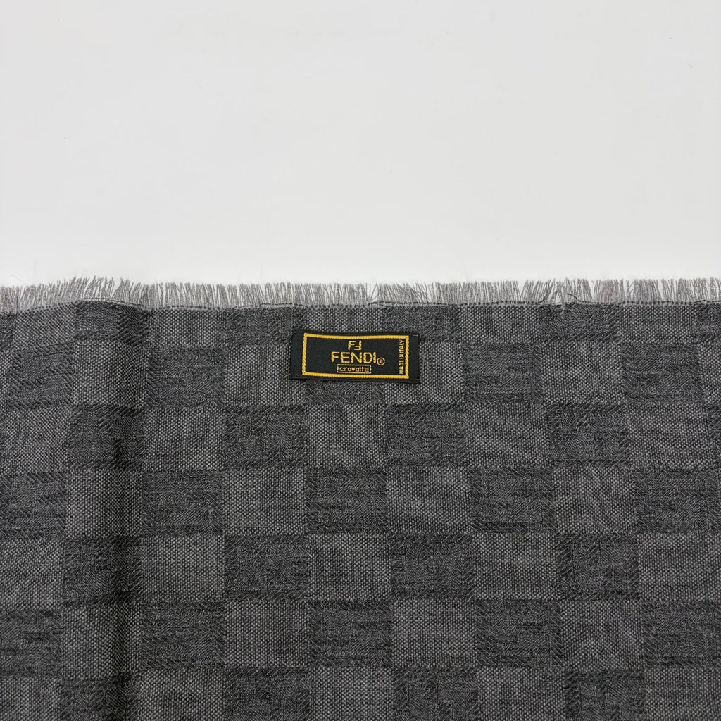 Fendi Shawl Gray Wool Zucca Pattern Scarf — view 6