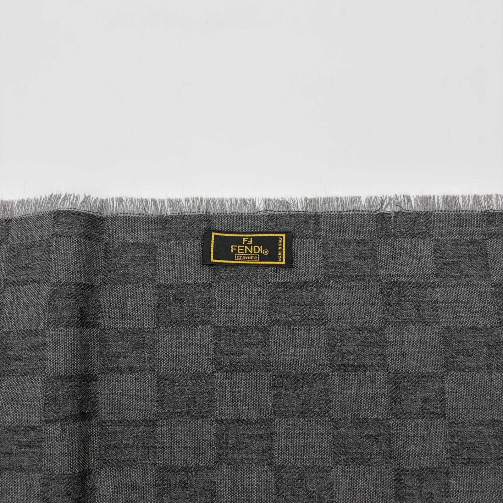 Fendi Shawl Gray Wool Zucca Pattern Scarf — view 6