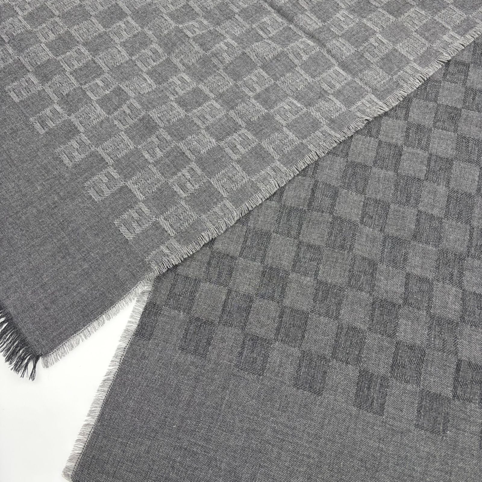 Fendi Shawl Gray Wool Zucca Pattern Scarf — view 5