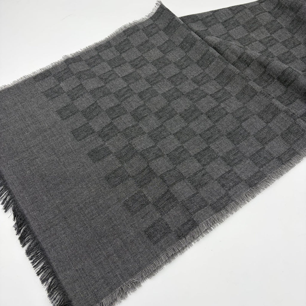 Fendi Shawl Gray Wool Zucca Pattern Scarf — view 4