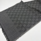Fendi Shawl Gray Wool Zucca Pattern Scarf — view 4