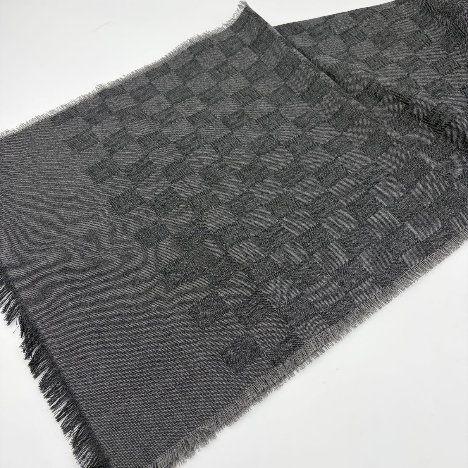 Fendi Shawl Gray Wool Zucca Pattern Scarf — view 4