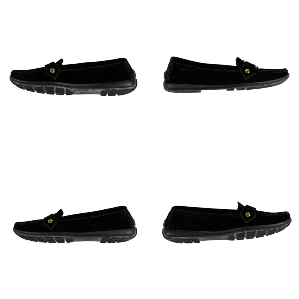 Louis Vuitton Flower Motif Loafers Driving Shoes Black Noir Suede Leather — view 6