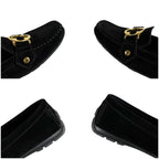 Louis Vuitton Flower Motif Loafers Driving Shoes Black Noir Suede Leather — view 8