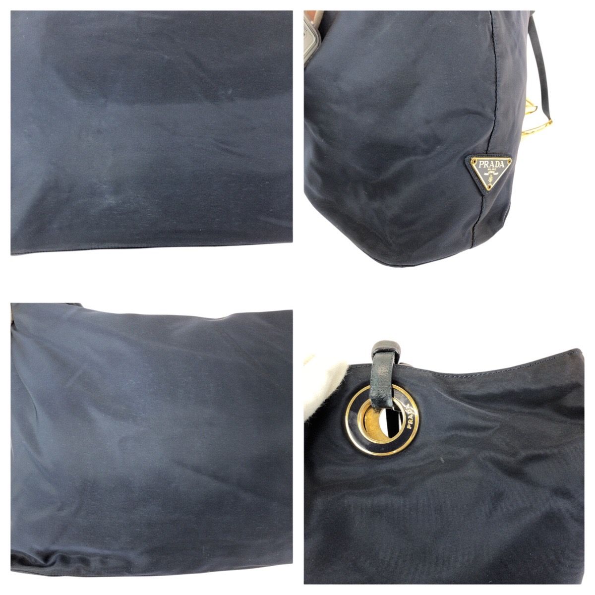 Prada Tessuto Navy Gold Nylon Tote Shoulder — view 5