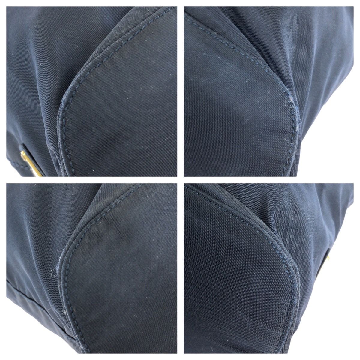 Prada Tessuto Navy Gold Nylon Tote Shoulder — view 3