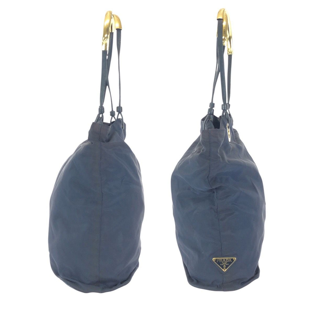 Prada Tessuto Navy Gold Nylon Tote Shoulder — view 8