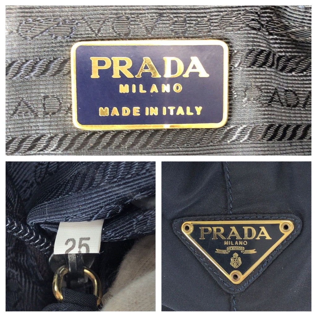 Prada Tessuto Navy Gold Nylon Tote Shoulder — view 4