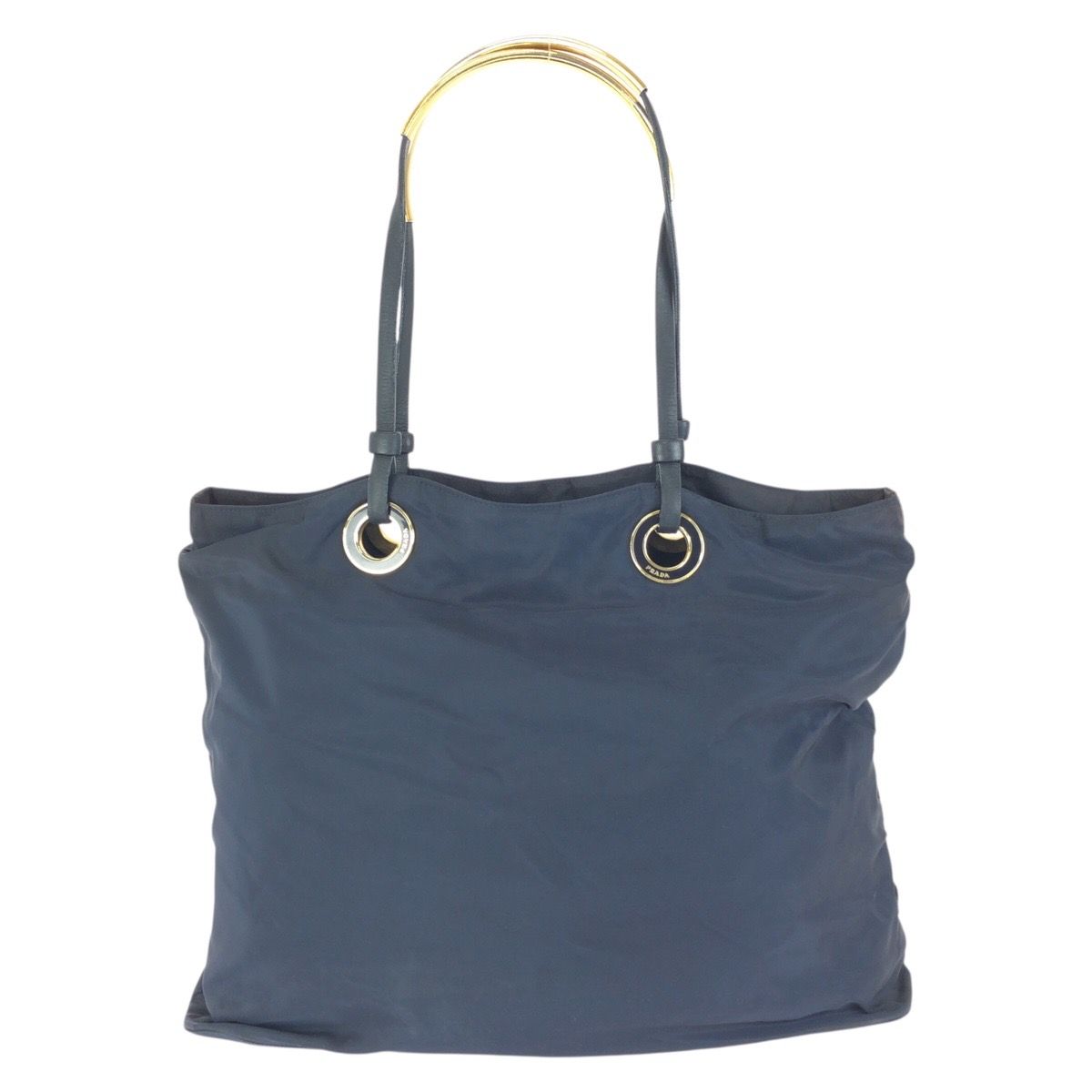 Prada Tessuto Navy Gold Nylon Tote Shoulder — view 2