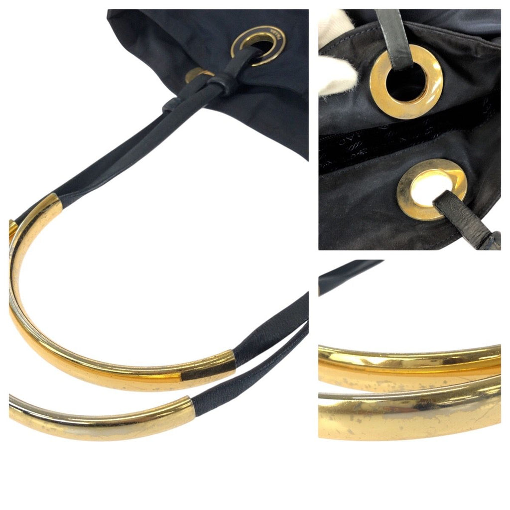 Prada Tessuto Navy Gold Nylon Tote Shoulder — view 6