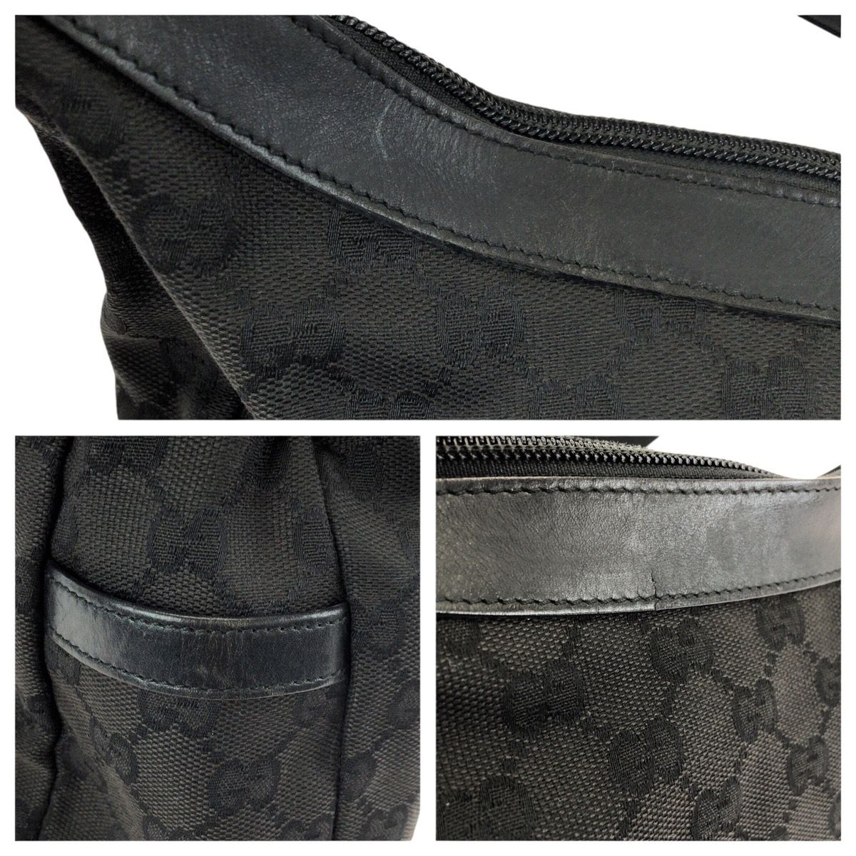 Gucci Black Gold GG Canvas Leather 019 Shoulder — view 5
