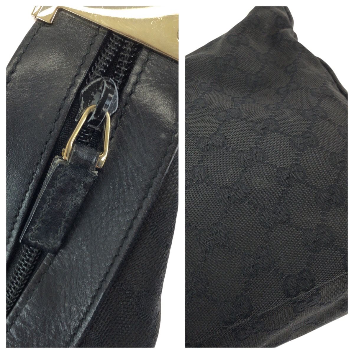 Gucci Black Gold GG Canvas Leather 019 Shoulder — view 6