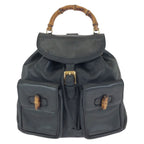 Gucci Bamboo Black Gold Leather 003 Backpack
