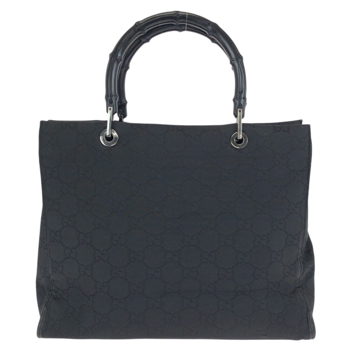 Gucci Bamboo Black Silver Nylon 002 Tote