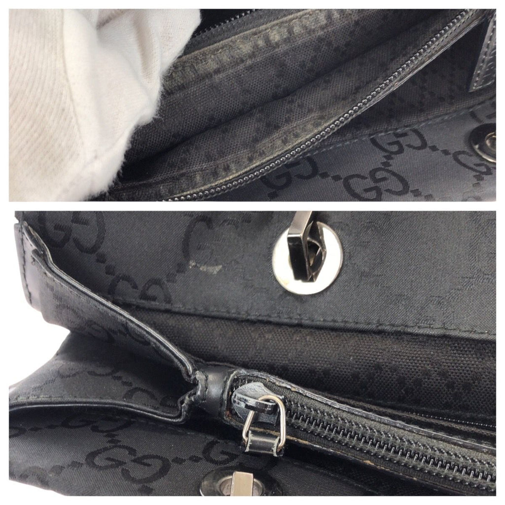 Gucci Bamboo Black Silver Nylon 002 Tote — view 6