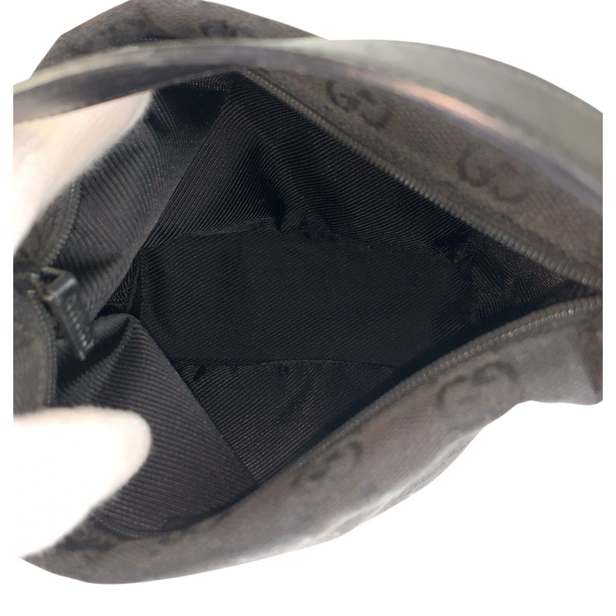 Gucci Black GG Canvas Leather Handbag Pouch — view 8