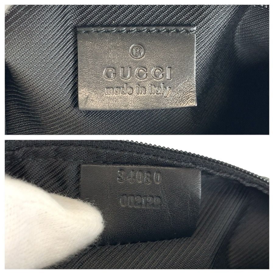 Gucci Black GG Canvas Leather Handbag Pouch — view 3