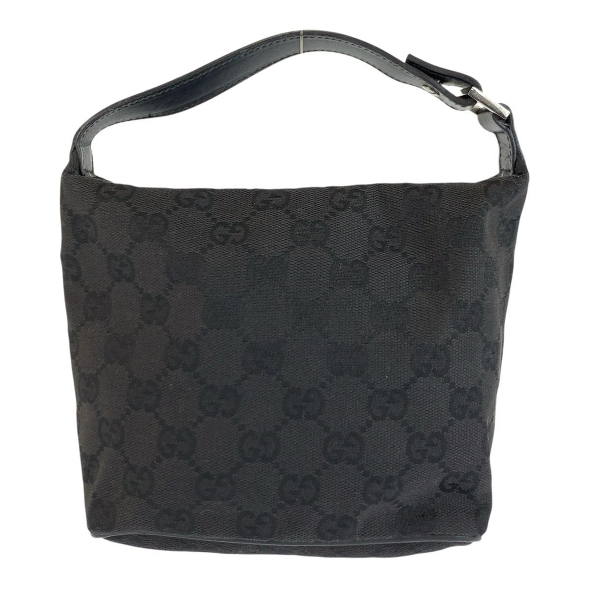 Gucci Black GG Canvas Leather Handbag Pouch — view 2