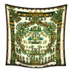 Hermes Astres Et Soleils Carre 90 Green Multicolor Silk Scarf