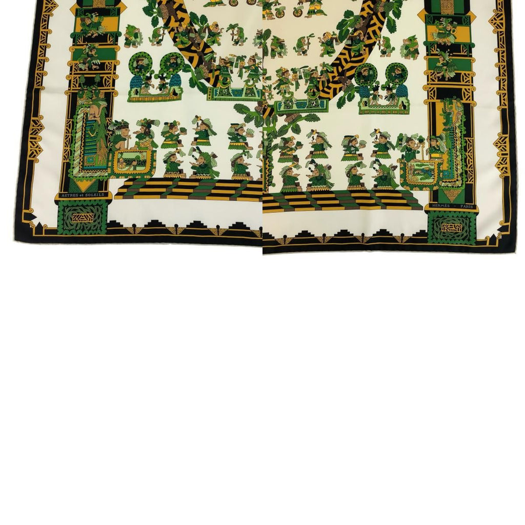 Hermes Astres Et Soleils Carre 90 Green Multicolor Silk Scarf — view 9